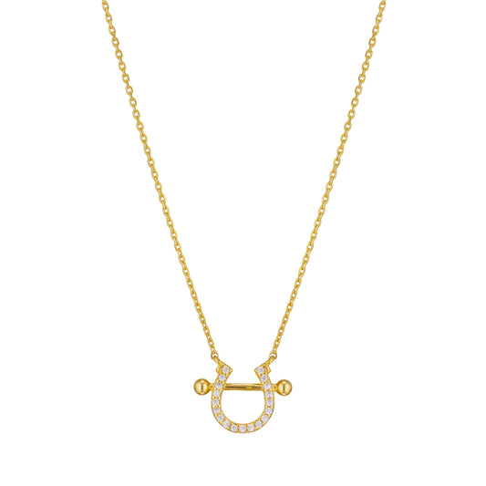 Horseshoe CZ Pendant 925 Necklace